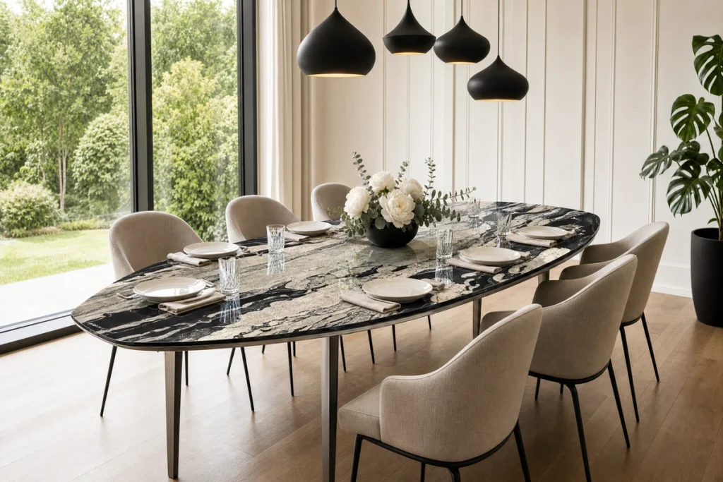 Copacabana Granit Tischplatte Innen Esszimmer Bootsform